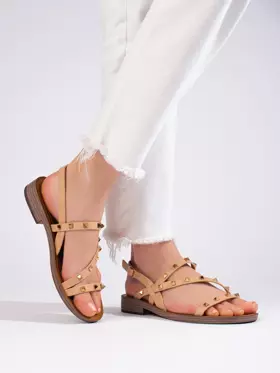 Béžové rímske sandále s cvočkami Potocki