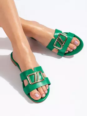 Ploché sandále so zdobením  zelené