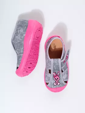 Sivo-ružové papuče pre dievčatko