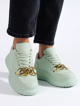 Svetlozelené dámske sneakersy s retiazkou
