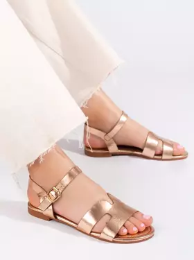 Zlaté ploché sandále
